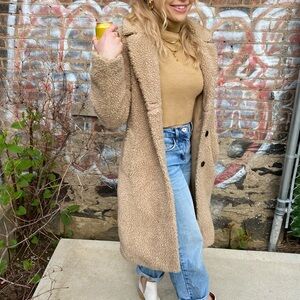 Women's Tan Teddy Coat